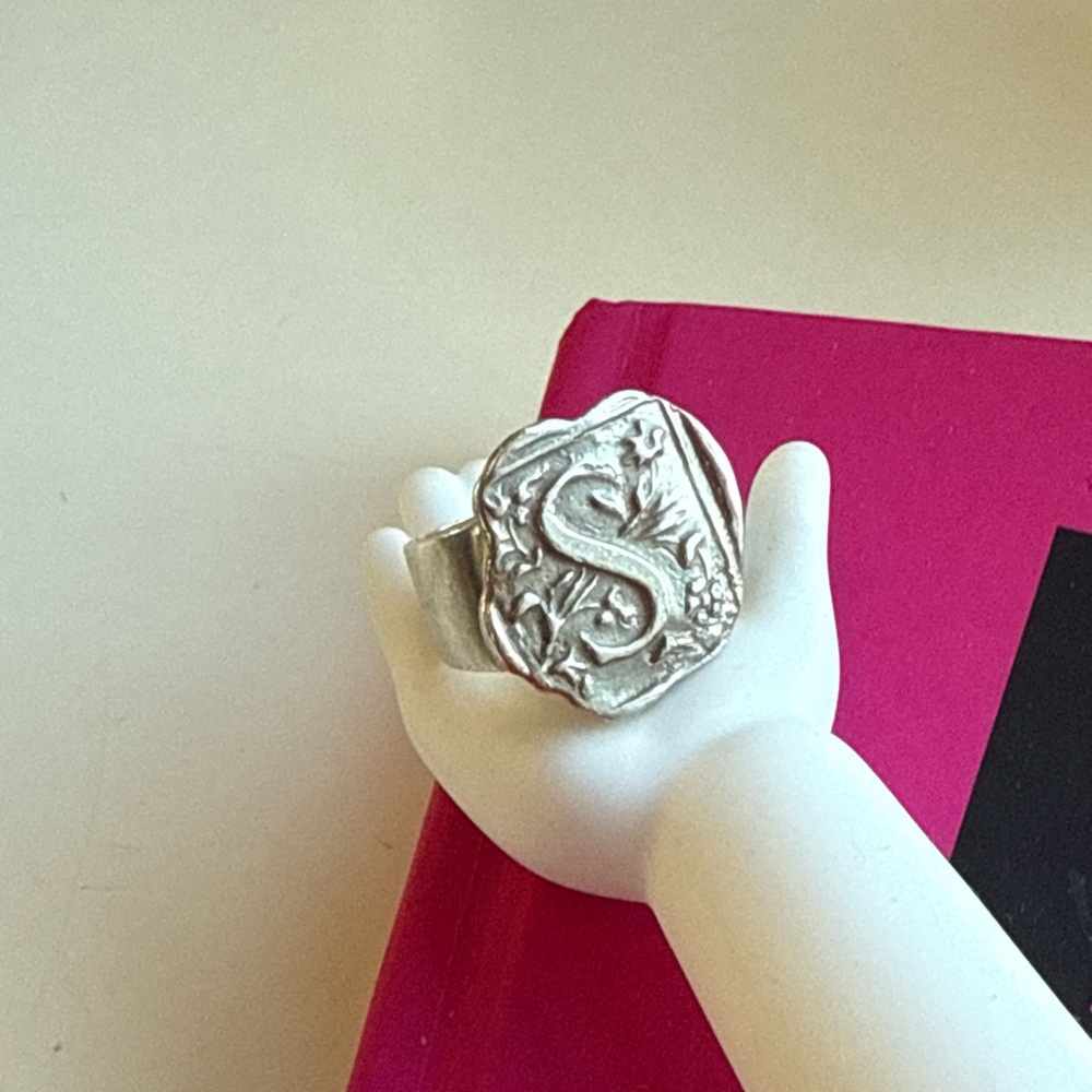 Solid Sterling S Initial Ring - image 1
